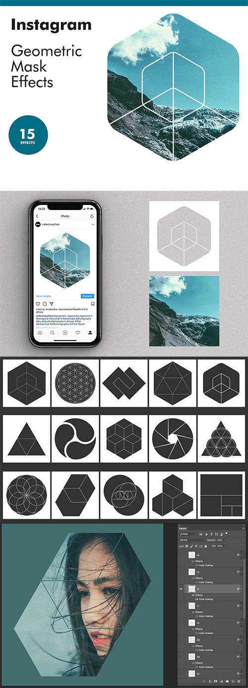 Instagram Geometric Mask Effects PSD