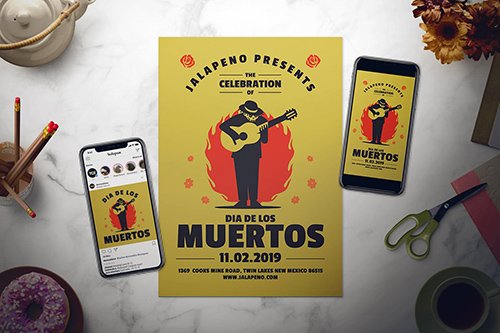 Dia De Los Muertos Flyer Set PSD