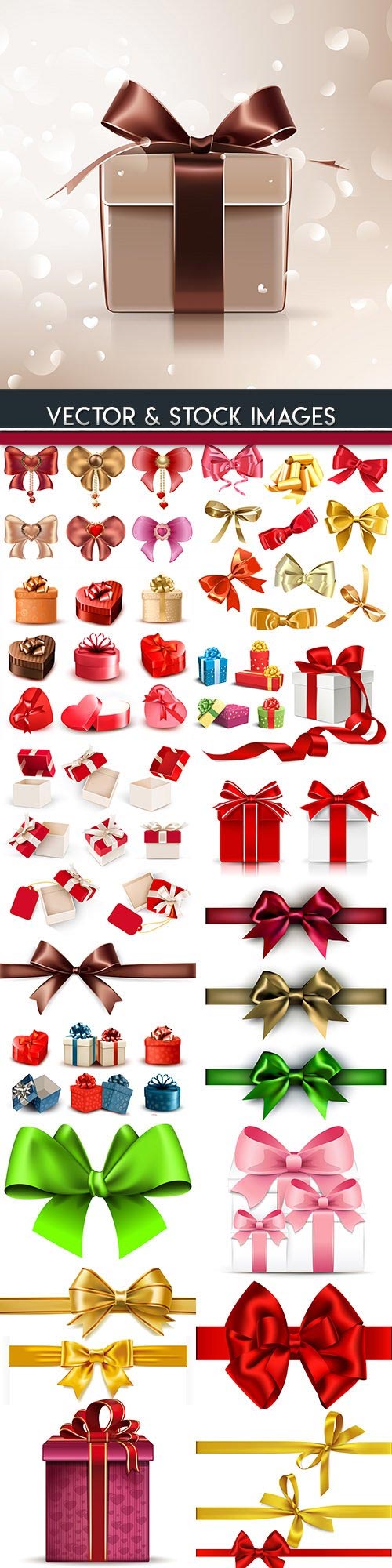 Decorative bow and gift ribbon big collection design