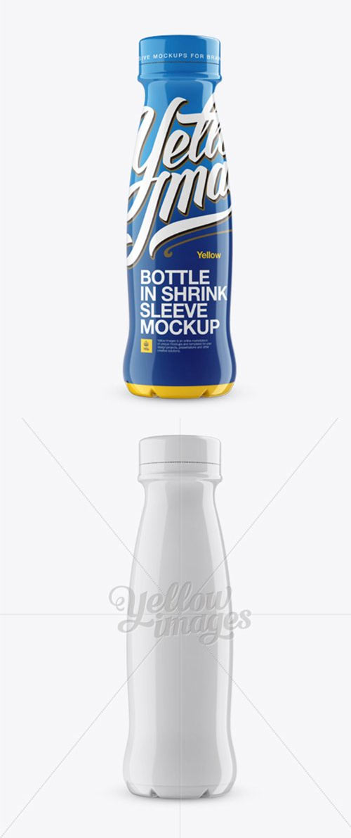 350 ml Plastic Bottle In Shrink Sleeve Mockup