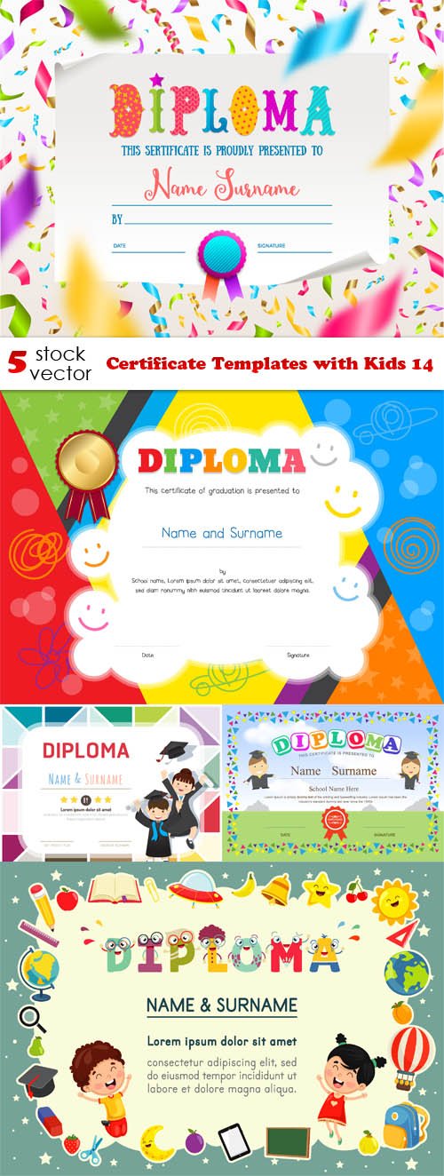 Vectors - Certificate Templates with Kids 14