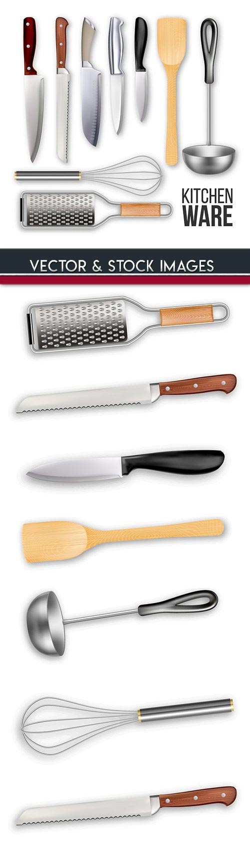 Kitchen accessories for cooking 3d illustrations