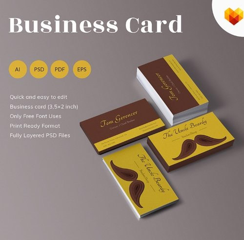 Tom Gerencer - Chief Barber Corporate Business Card PSD