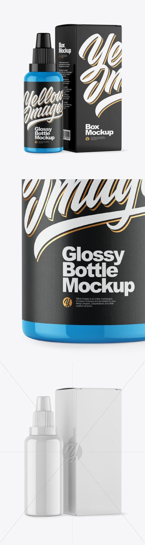 Glossy Bottle W/ Box Mockup