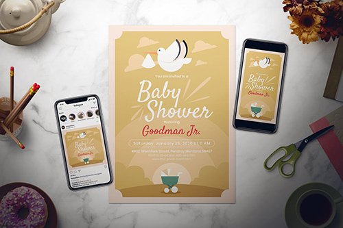 Baby Shower Flyer Set PSD