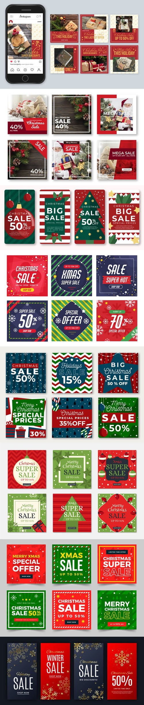 Holiday Sales Instagram Story Vector Collection 1