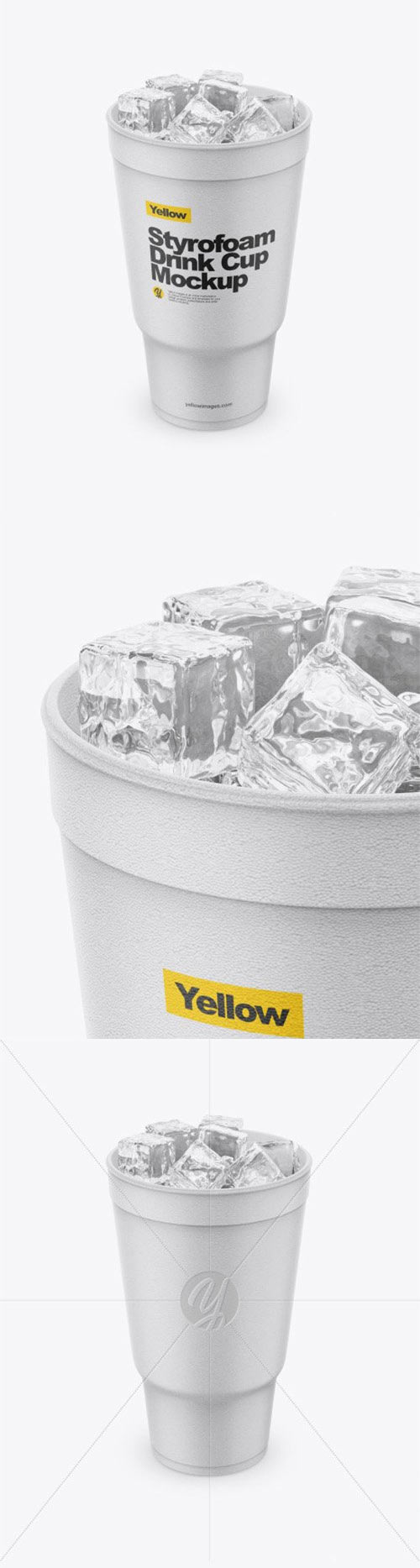 Styrofoam Cup With Ice Mockup