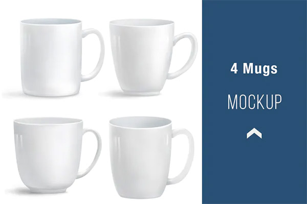 4 Mugs Mockup