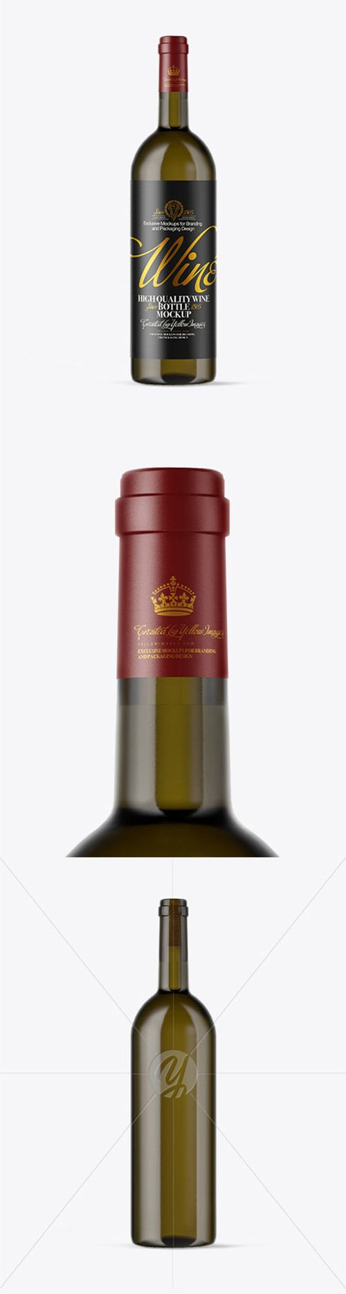 Antique Green Glass White Wine Bottle Mockup