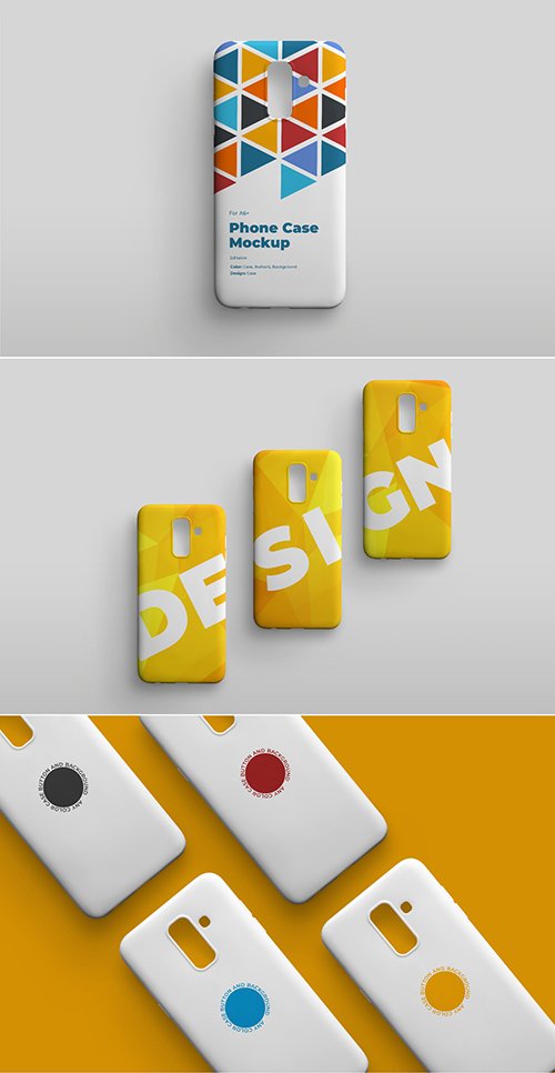 Smartphone Phone Case Mockup Set Top View