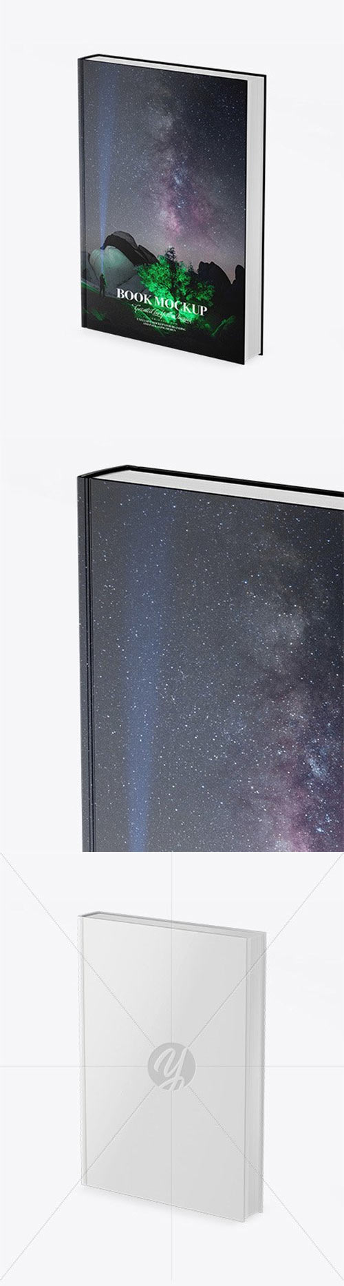 Book w/ Matte Cover Mockup - Half Side View