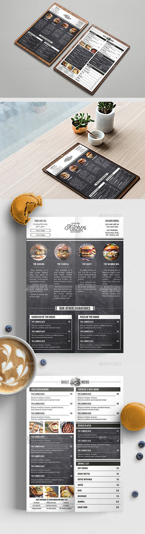 Rustic Burger Menu Card