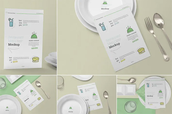 Restaurant Menu Card Mockups PSD