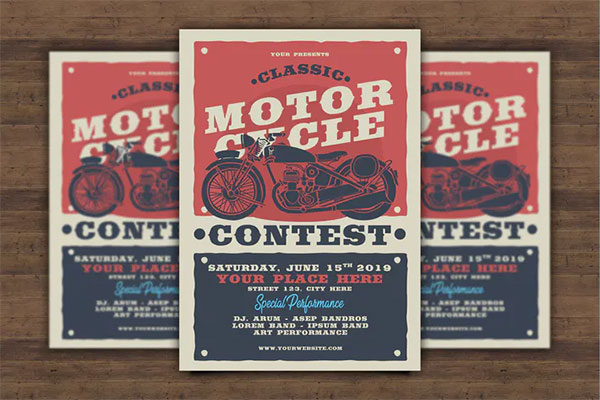 Classic Motorcycle Contest Flyer PSD