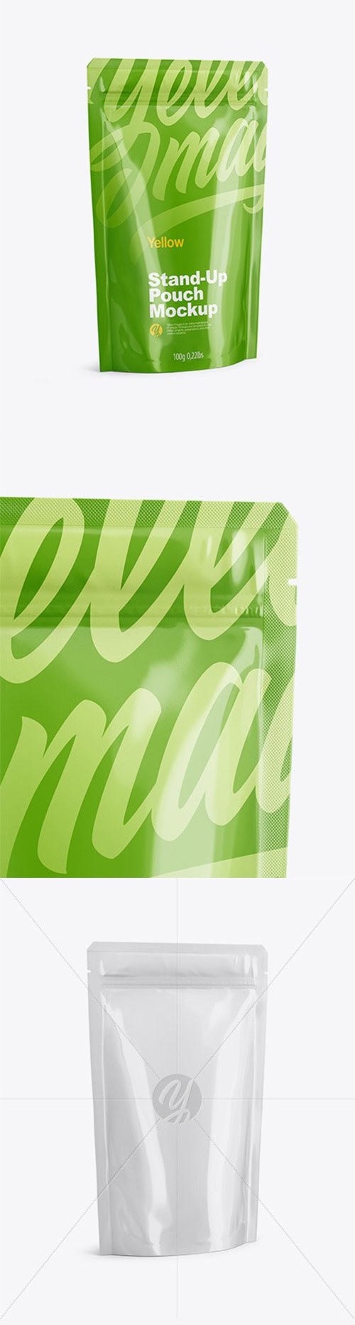 Glossy Stand Up Pouch with Zipper Mockup