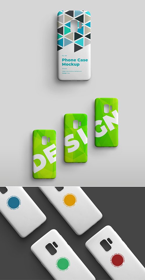 Smartphone Phone Case Mockup Set Top View