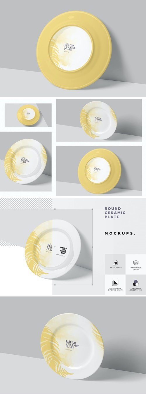 Round Ceramic Plate Mockups 3QBGRZ3