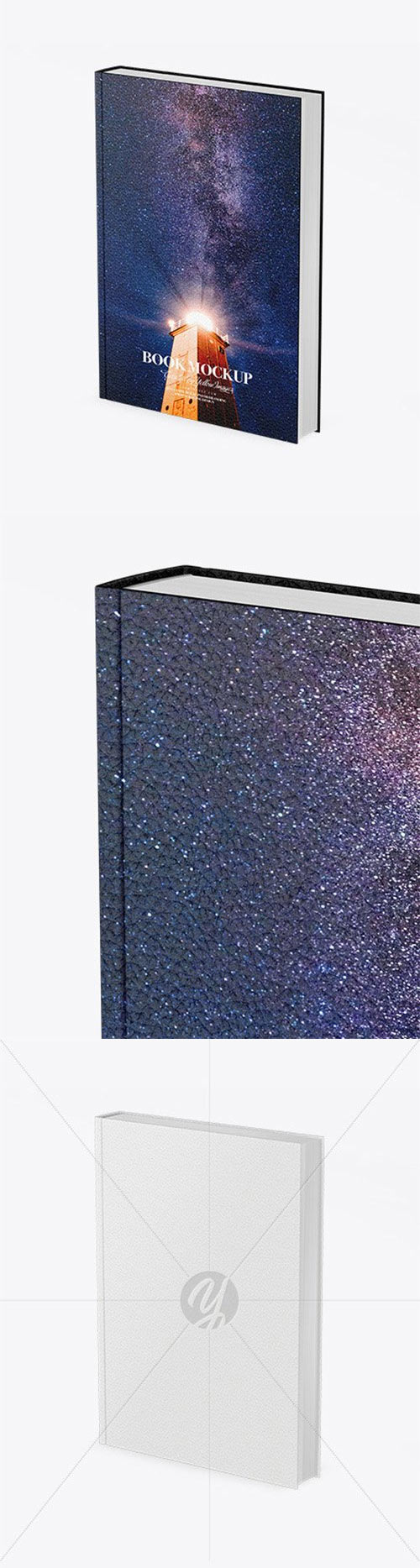 Book w/ Leather Cover Mockup - Half Side View