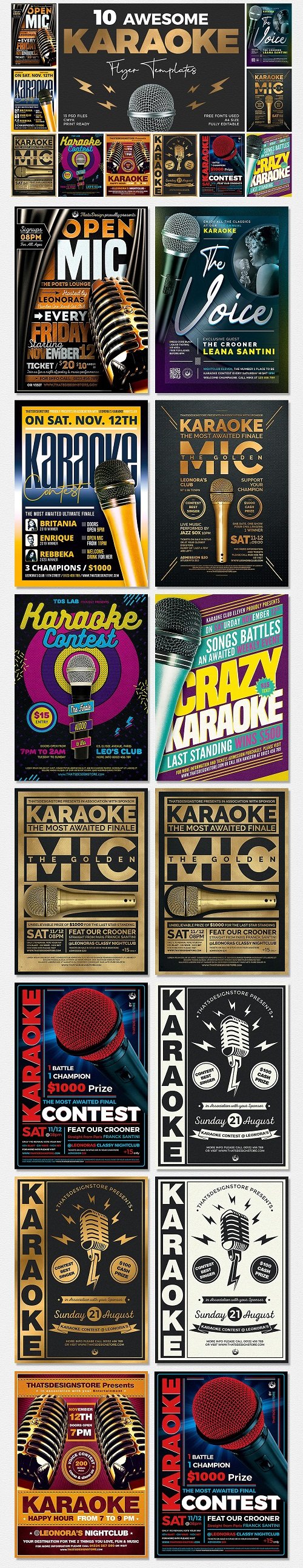 10 Karaoke Flyer Bundle