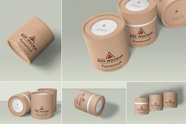 Round Cardboard Box Mockups