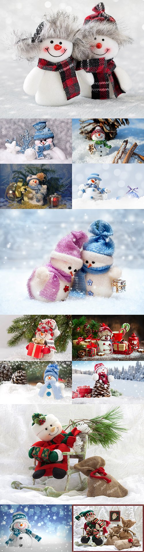 Happy Christmas funny snowman decorative composition