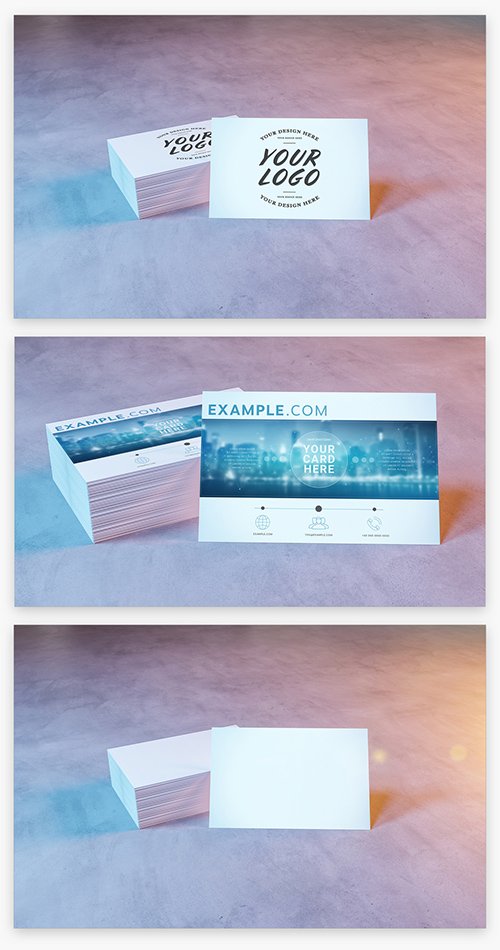 Stack of Business Cards on Concrete Mockup