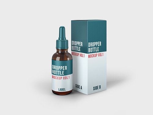 Dropper Bottle and Packaging Mockup