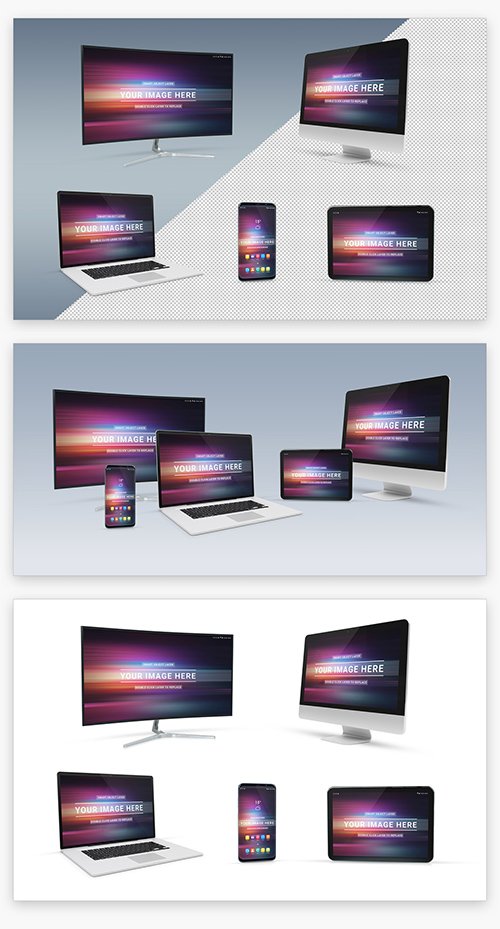 5 Isolated Devices Mockup