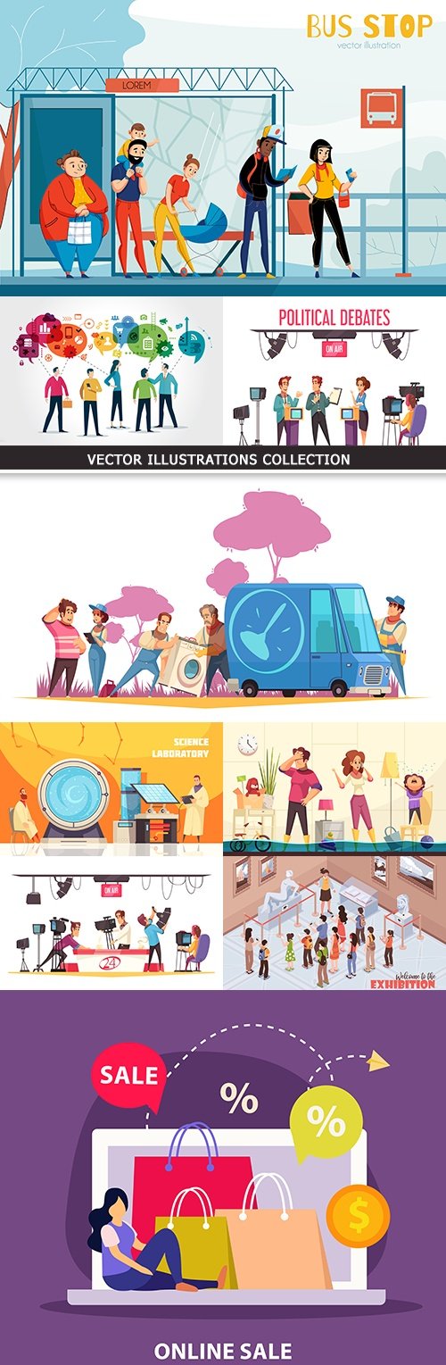 People in different life situations vector an illustration