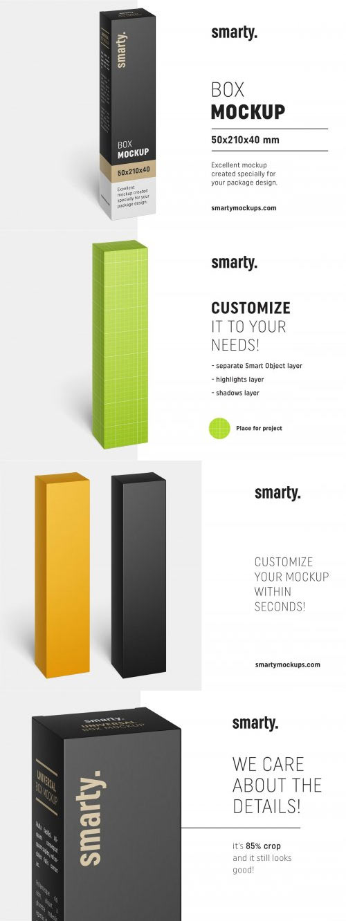 Box mockup 50x210x40 mm