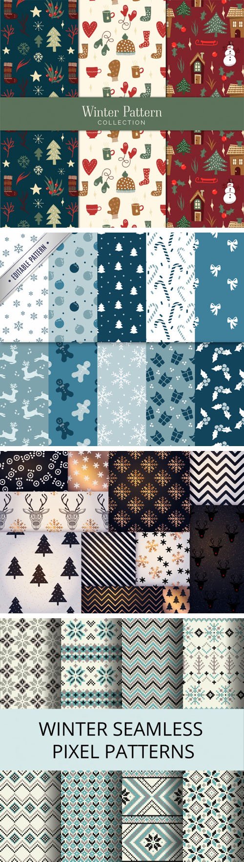 Winter Patterns Vector Collection 1