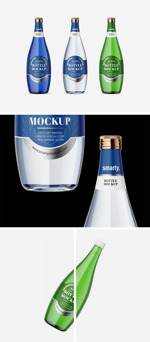 Glass Bottle PSD Mockups Set
