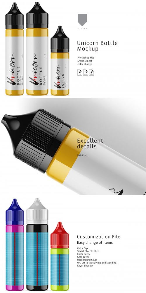 Unicorn Dropper Bottles Mockup