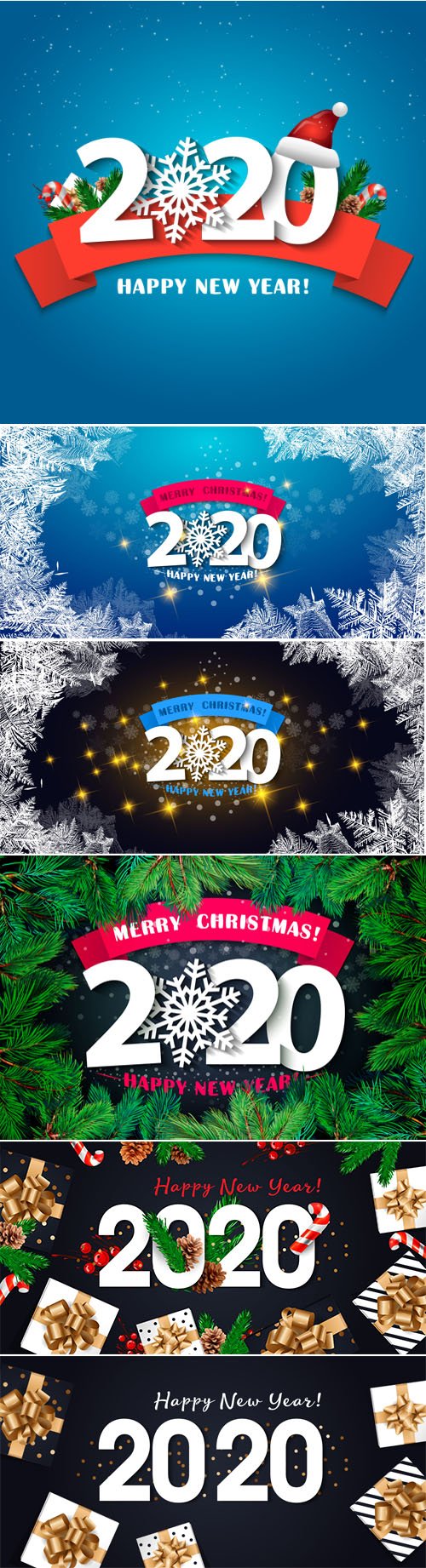 New Year 2020 Backgrounds Vector Collection 2