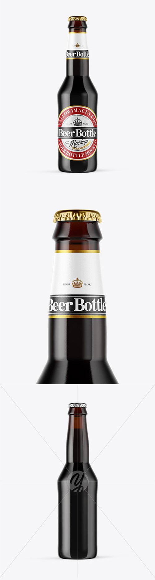 Amber Glass Dark Beer Bottle Mockup