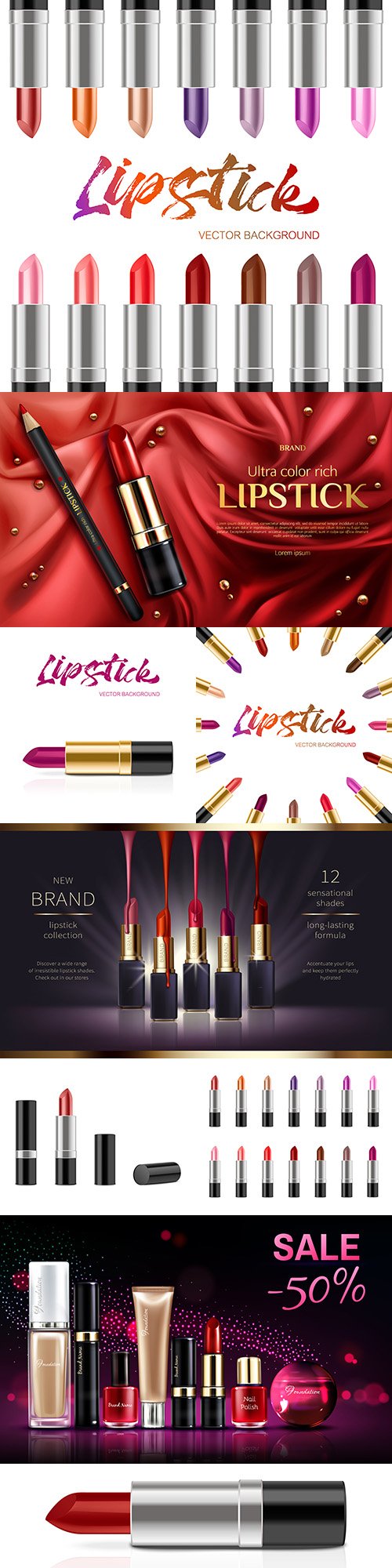 Lipstick cosmetics product banner design 3d illustration