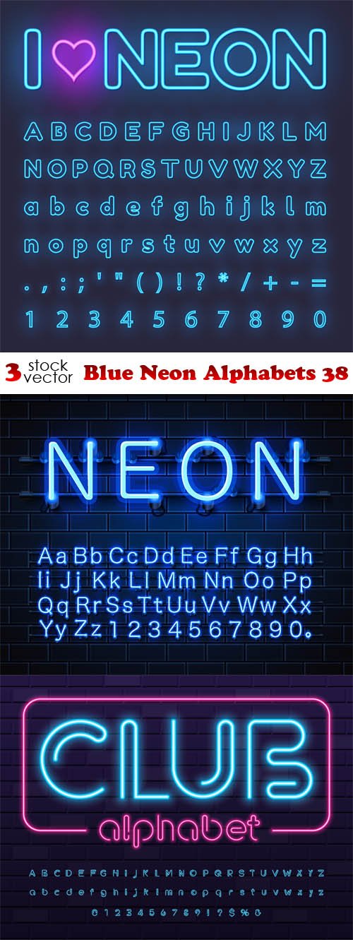 Vectors - Blue Neon Alphabets 38