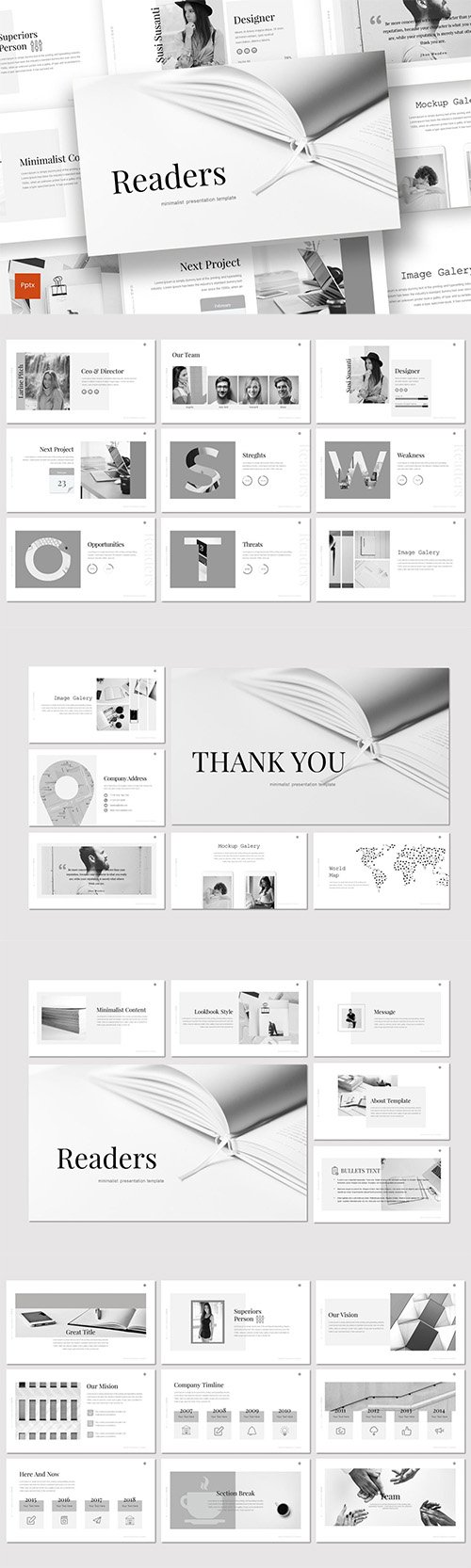 Readers - Powerpoint Keynote and Google Slides Templates
