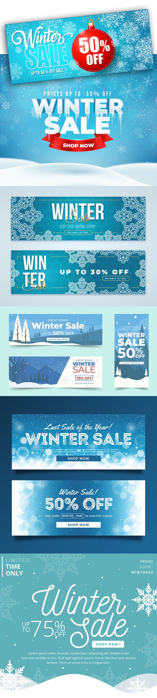 Winter Sales Banners Vector Collection 4
