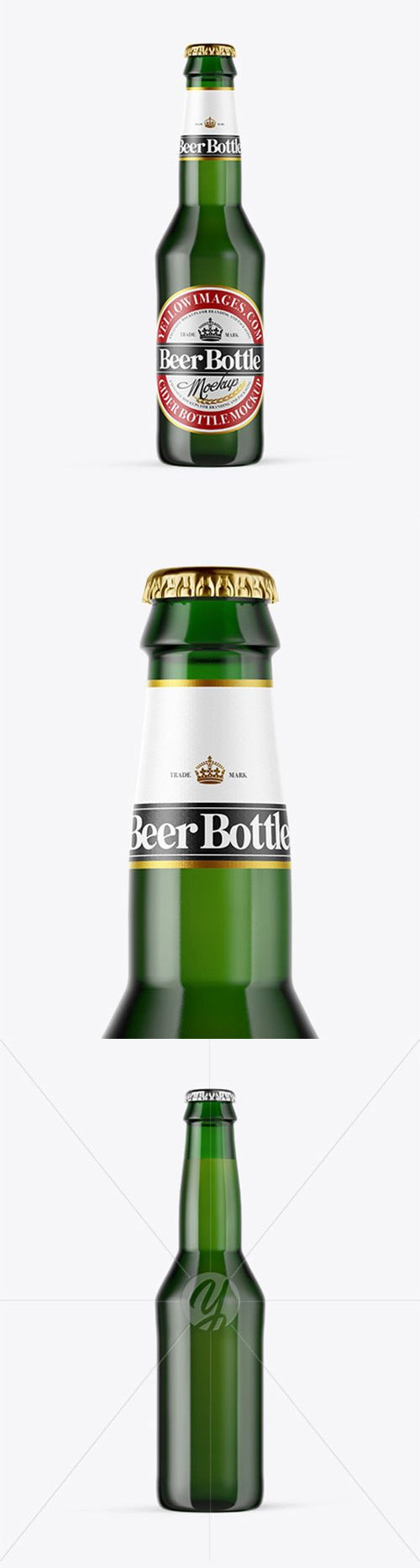 Green Glass Beer Bottle Mockup