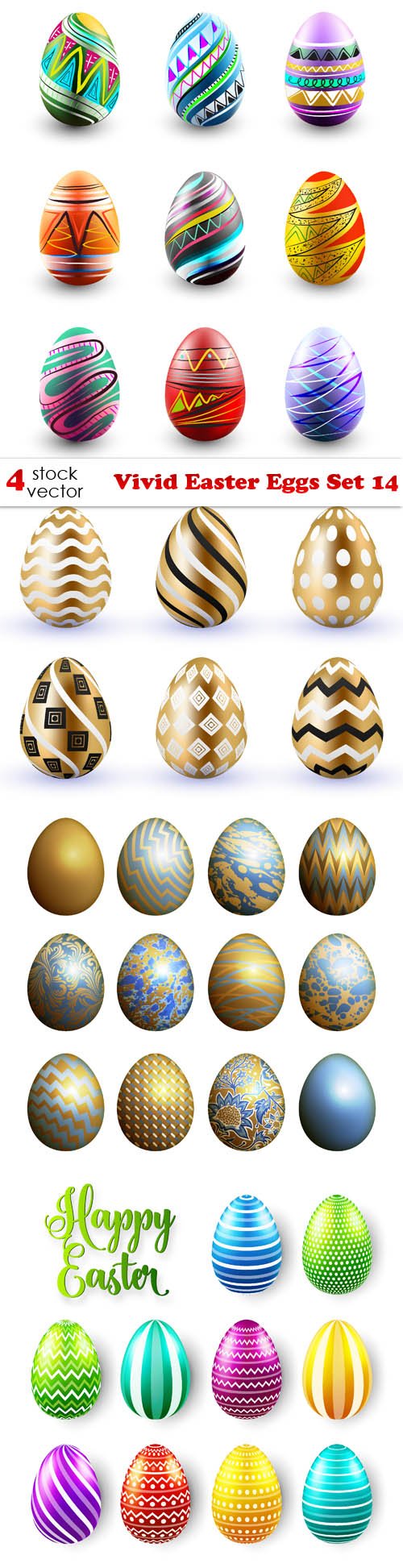 Vectors - Vivid Easter Eggs Set 14
