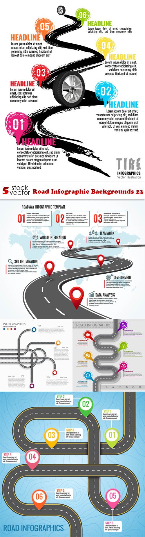 Vectors - Road Infographic Backgrounds 24