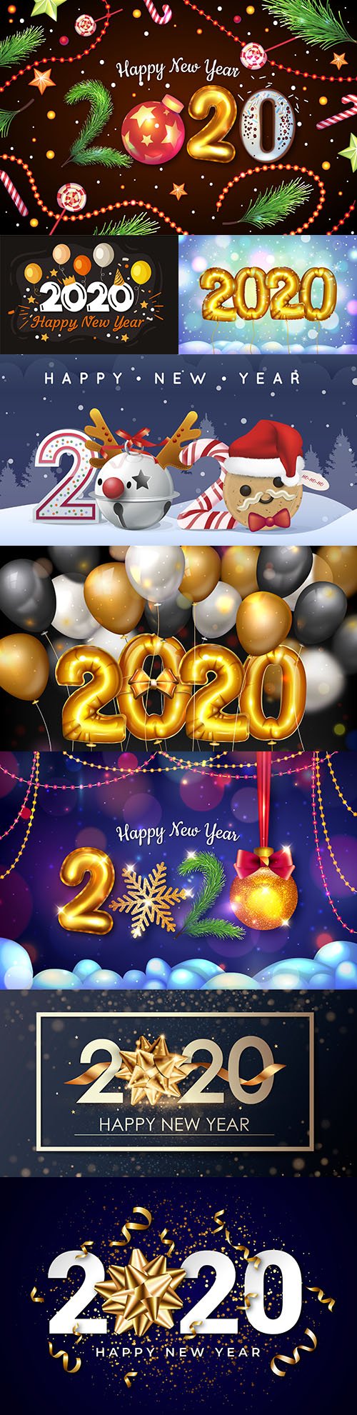 New Year and Christmas decorative 2020 illustration 18