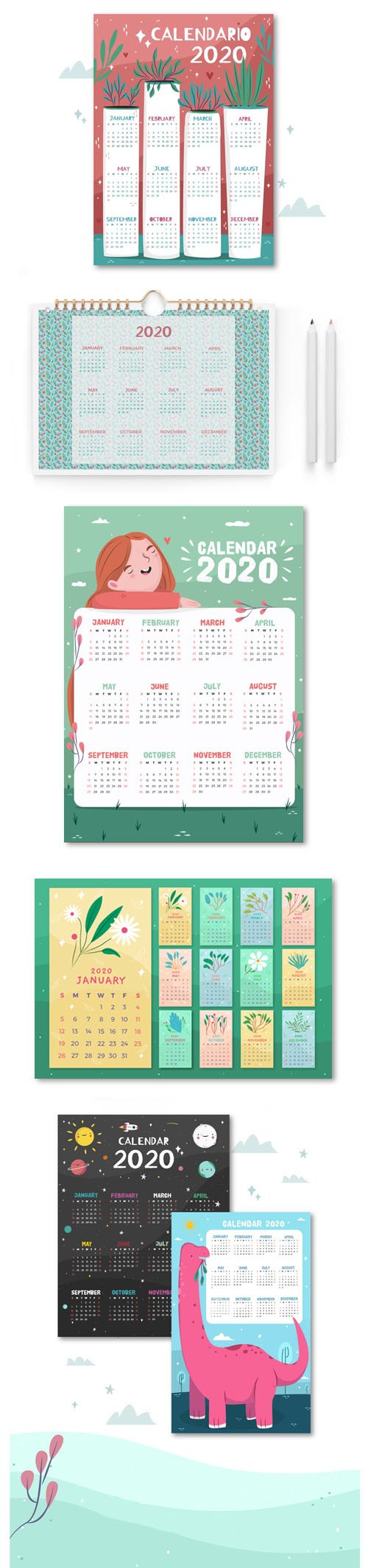 2020 Calendars Vector Collection 2
