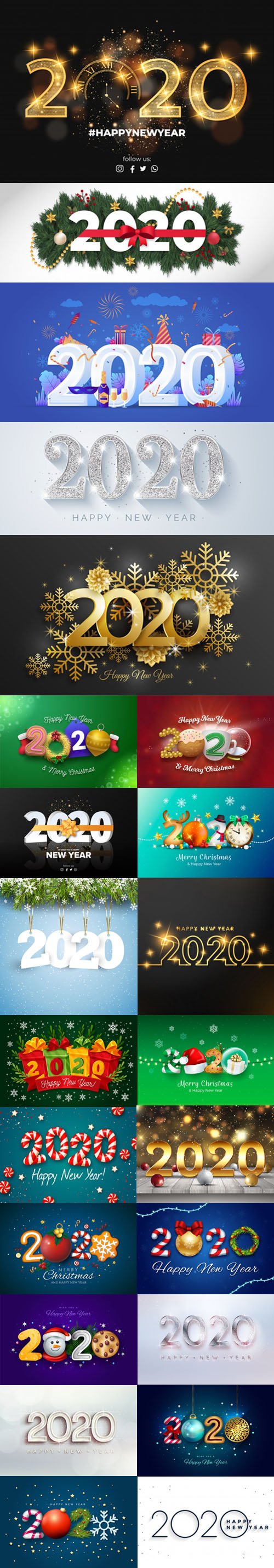 23 New Year 2020 Backgrounds Vector Collection 3