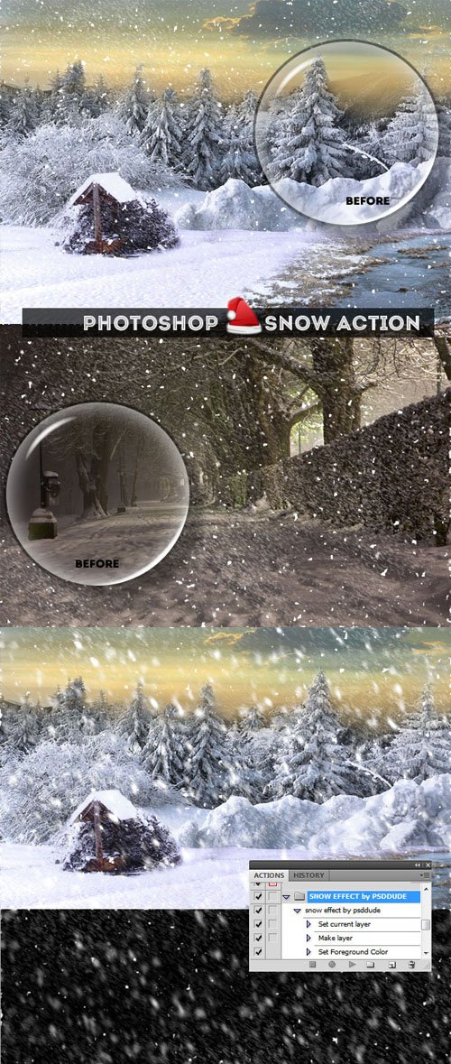 Realistic Snowing Effect Action for Photoshop