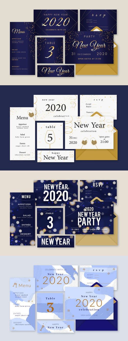 New Year 2020 Stationery Vector Collection