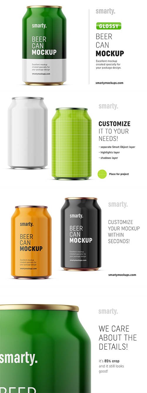 Glossy drink can mockup front