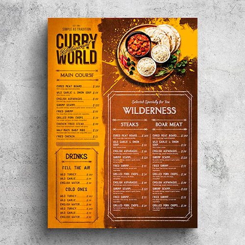 Curry World Indian Poster Menu - A3 & US Tabloid