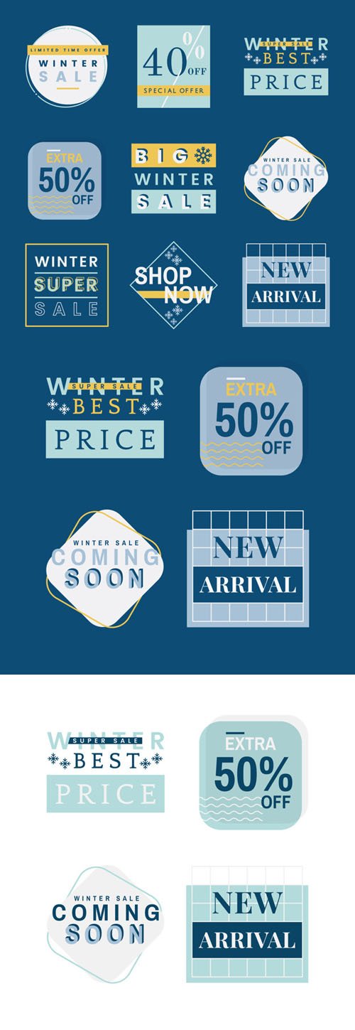 Winter Sales Badges Vector Collection